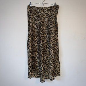 Zara Leopard Midi Slip Skirt